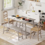 Dining Table Set, 55? Kitchen Table Set with 2 Benches - Image 5