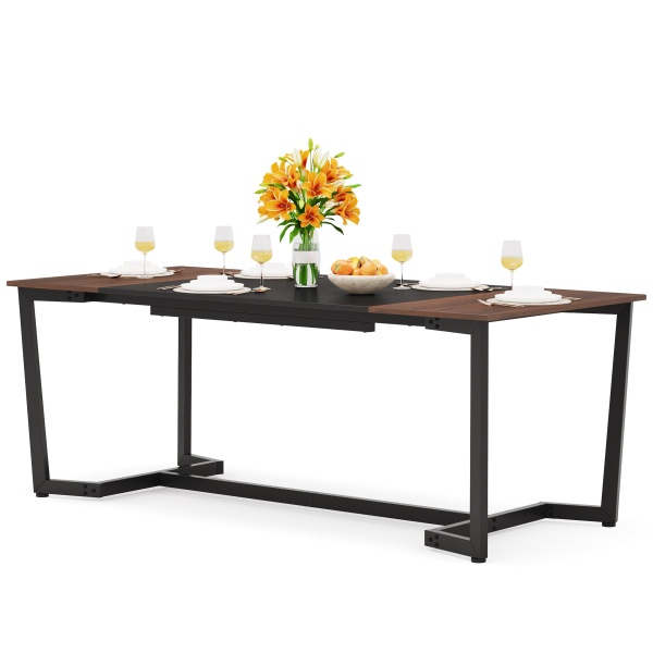 Dining Table, 71? Rectangular Kitchen Table Dining Room Table for 6 People