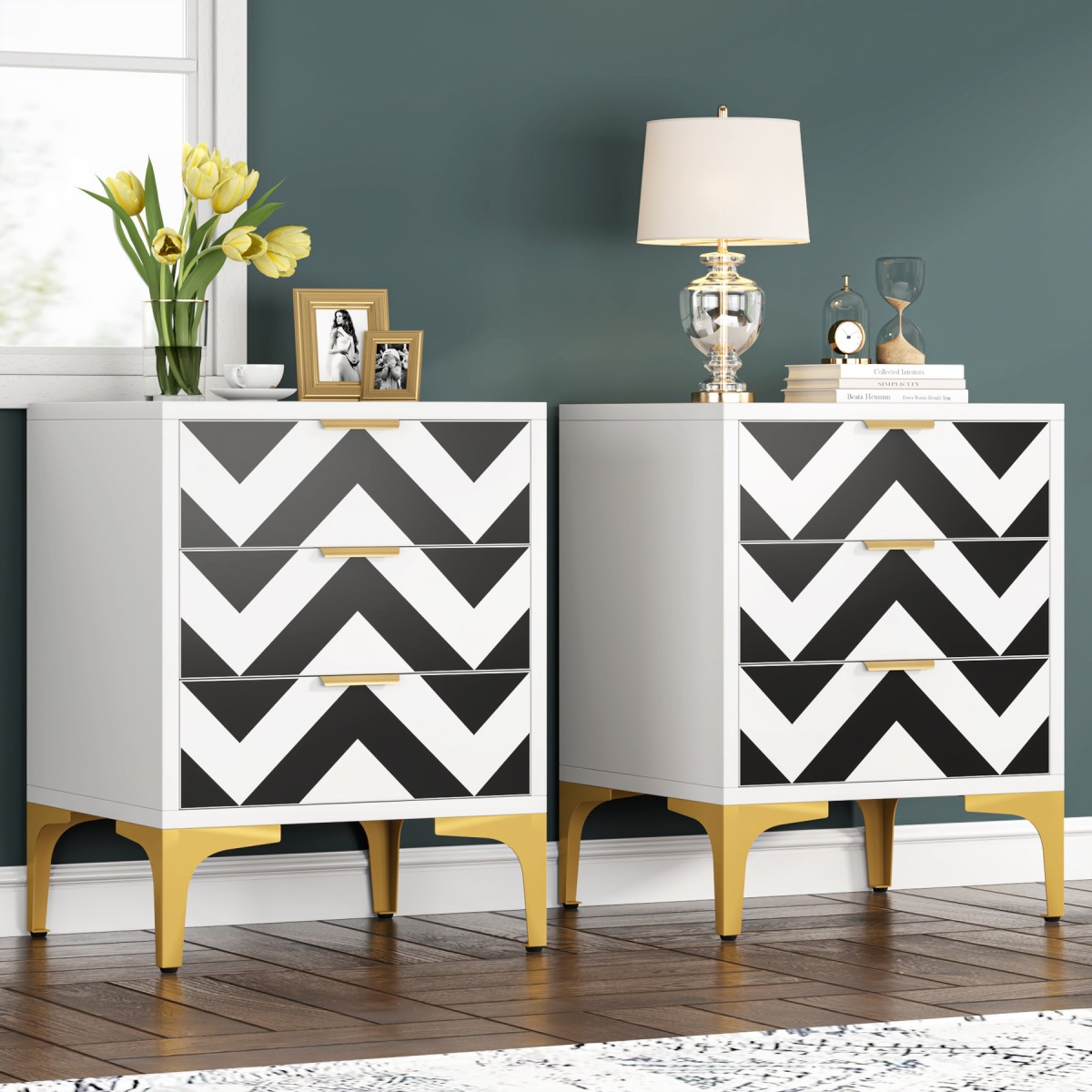 Nightstand, Modern 3-Drawer End Table Bedside Table for Bedroom - Image 9