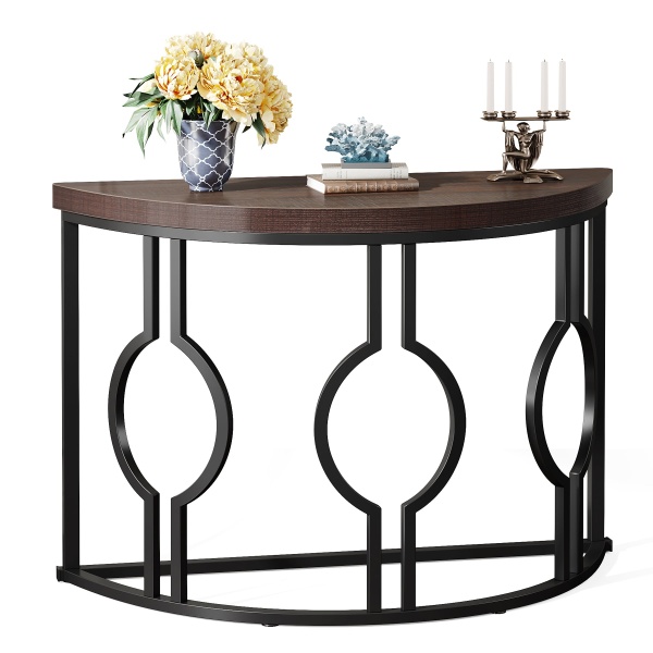Console Table, 43? Industrial Half Moon Shaped Sofa Table