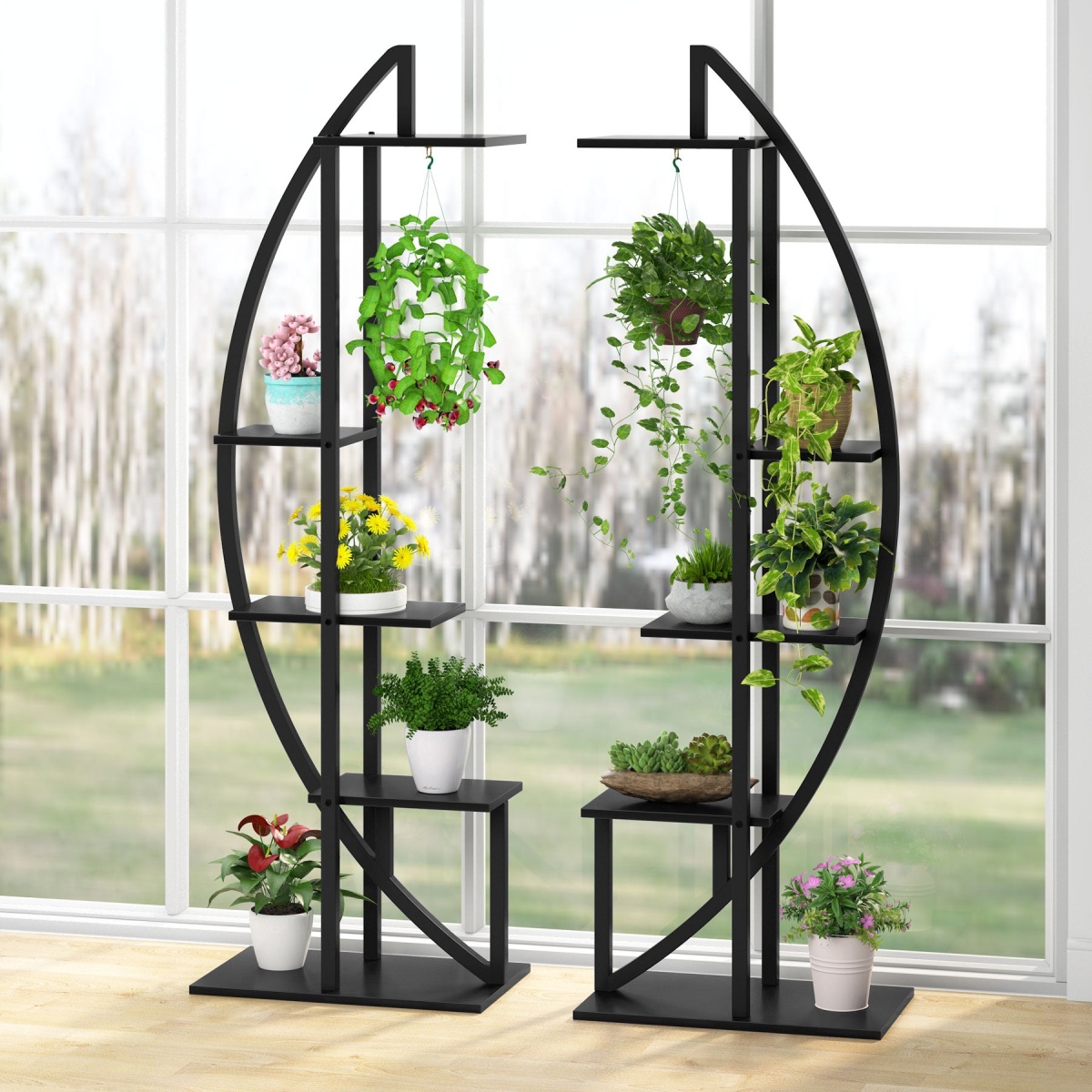 Plant Stand, 5-Tier Curved Flower Display Shelf Pack of 2 - Image 12