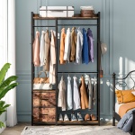 Freestanding Closet Organizer, 2 Fabric Drawers Garment Clothes Rack - Image 4