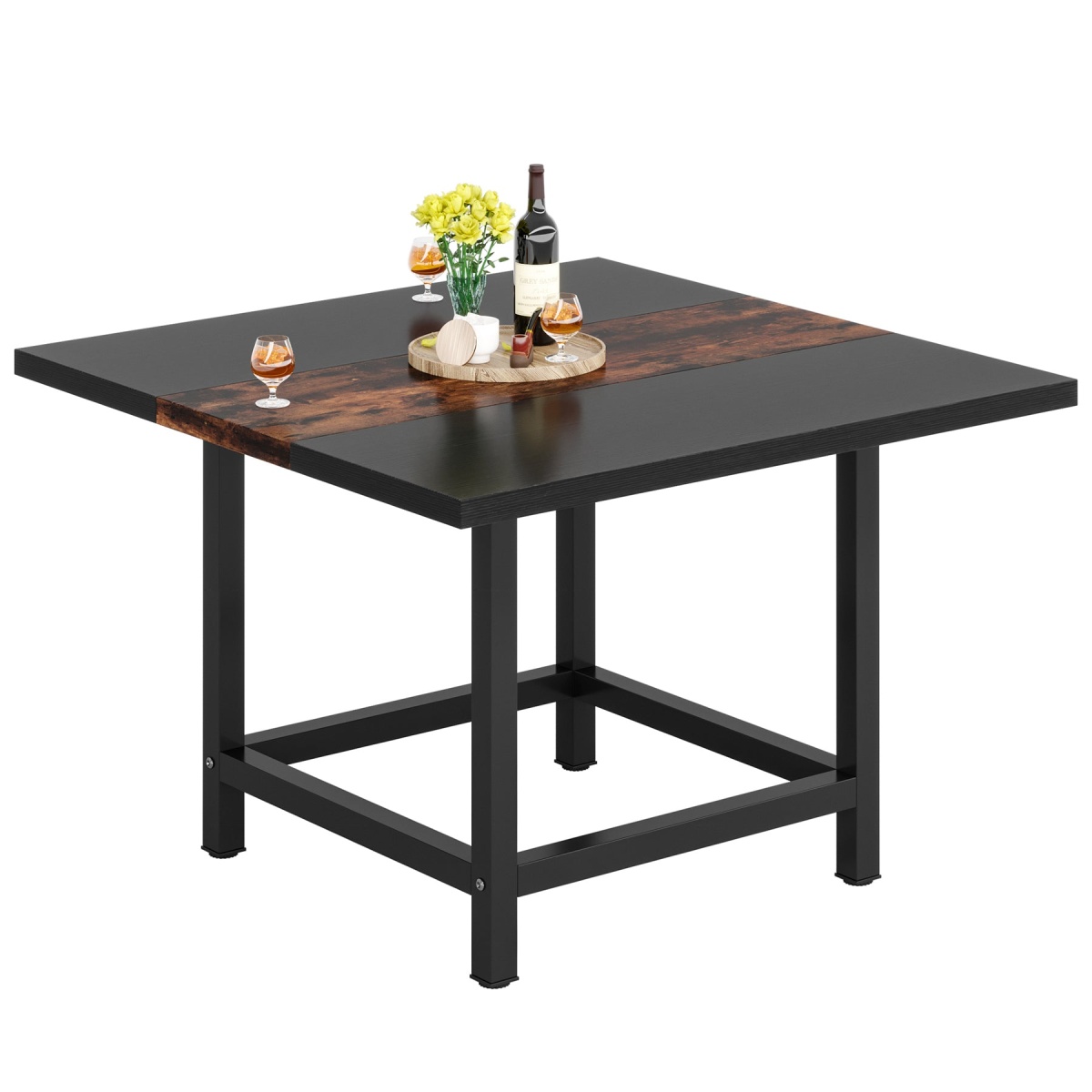 Dining Table, Rustic Square 39?x 39?x 29? Kitchen Table for 4 - Image 1