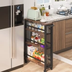Slim Kitchen Cart, 4-Tier Storage Rolling Cart with Handle - Image 2