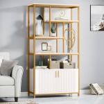 Bookshelf, 70.86? Etagere Bookcase with Storage Cabinet & Open Shelves - Image 4