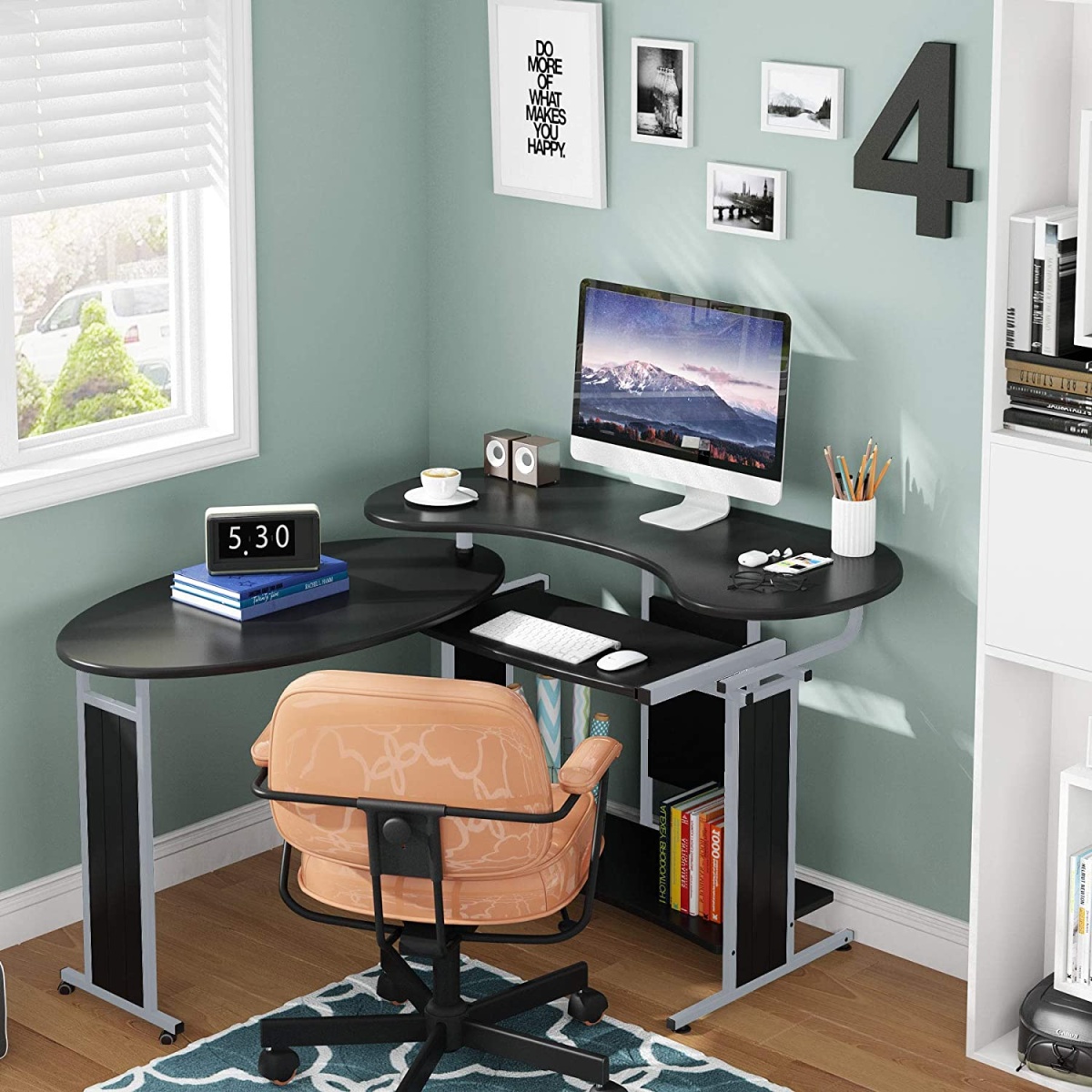 Rotating Desk, Modern L-Shaped Computer Desk, Corner Study Desk - Image 4