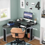 Rotating Desk, Modern L-Shaped Computer Desk, Corner Study Desk - Image 4