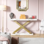 Console Table, 55? Modern Faux Marble Sofa Entryway Table - Image 5
