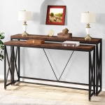 Console Table Set of 2, Narrow Long Sofa Table with Wheels - Image 2