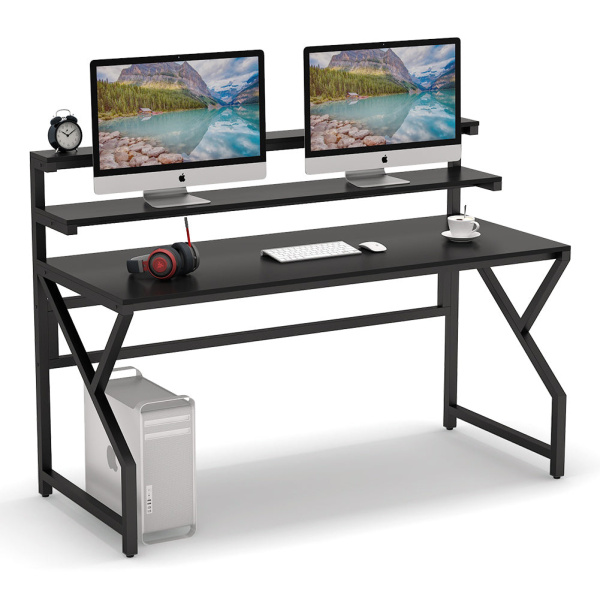 Computer Desk, 55? Office Desk Gaming Table with Monitor Stand