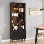 Bookshelf, 7 Cube Bookcase Rack with 2 Storage Drawers - Image 4
