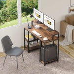 Computer Desk, Industrial Writing Desk with Storage Shelves - Image 4