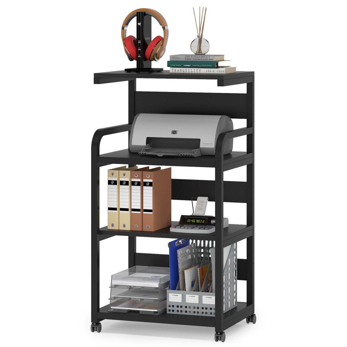 Printer Stand, Rolling Printer Table with 3 Storage Shelves - Image 7