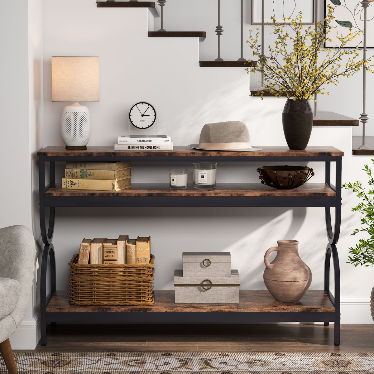 Console Table, 55? Sofa Table with 3-Tier Storage Shelves - Image 4