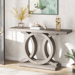 Console Table, 55? Farmhouse Hallway Sofa Table With Geometric Base - Image 5
