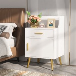 Nightstand, 32? Tall Bedside Table with Drawer & Doors - Image 2