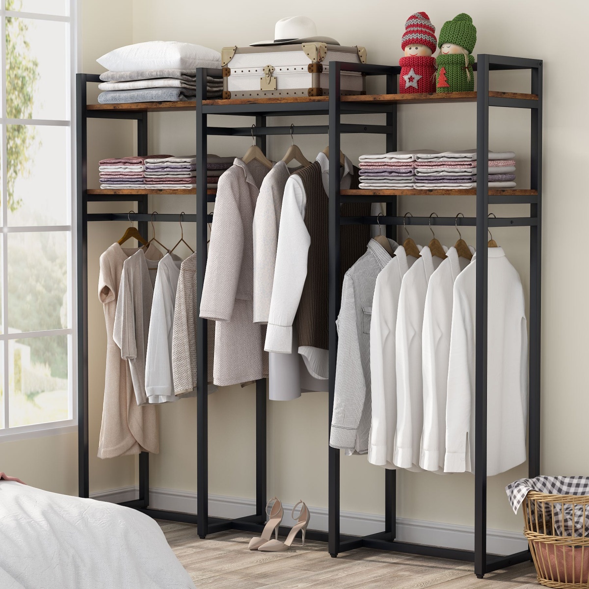 Freestanding Closet Organizer, 75 inch Heavy Duty Garment Rack - Image 5
