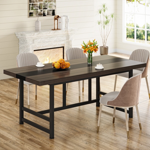 Dinning Table, 70? Home & Kitchen Table with Metal Frame