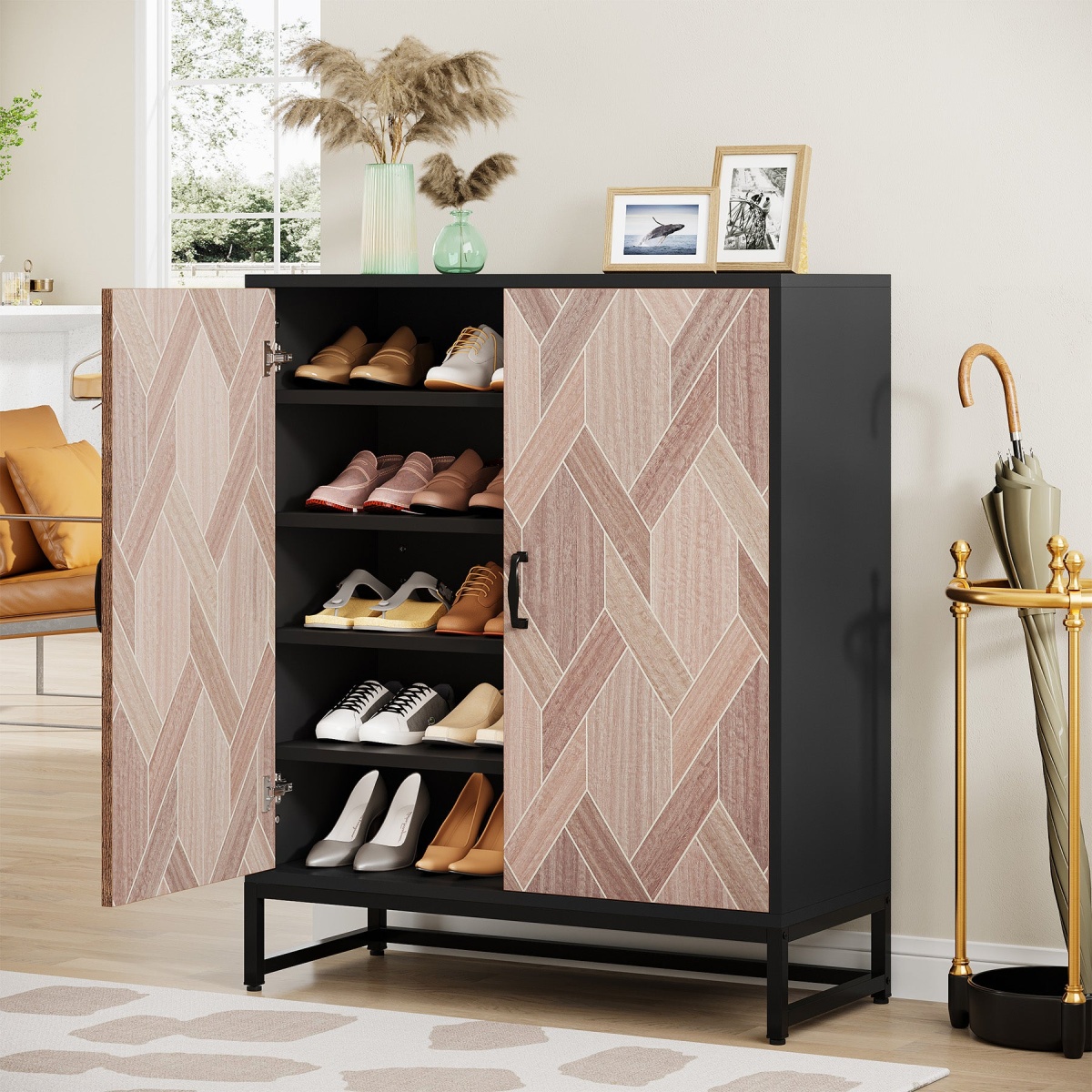 Shoe Cabinet, 5-Tier Shoe Storage Organizer with Adjustable Shelves - Image 5