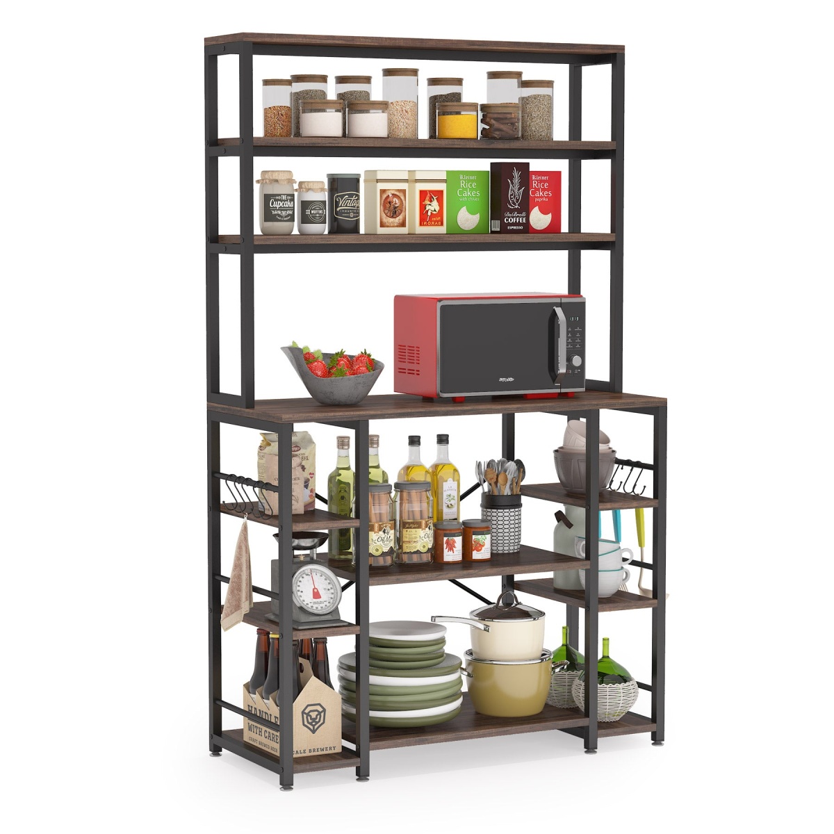Kitchen Baker?s Rack, 6-Tier Utility Kitchen Storage Shelf with Hutch - Image 1