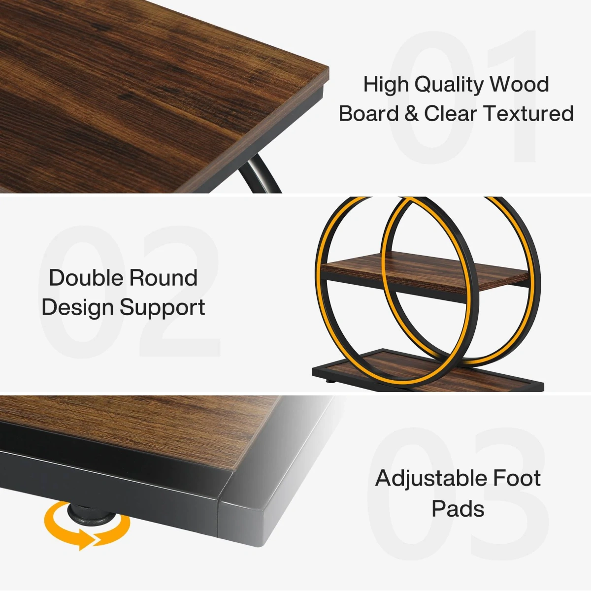 Round End Table, Industrial Side Table with Metal Hollow Frame - Image 80