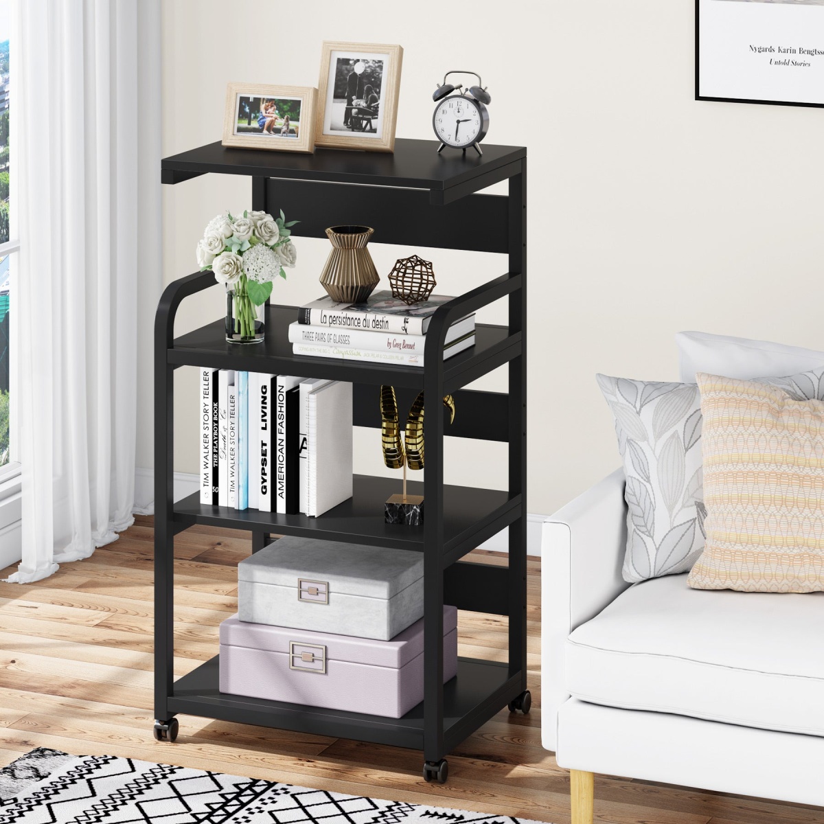 Printer Stand, Rolling Printer Table with 3 Storage Shelves - Image 8