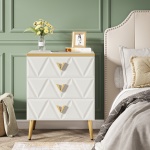 Nightstand, Modern Wooden Bedside Table with Three Drawers - Image 5