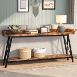 Console Table, 2-Tier Narrow Sofa Table Behind Couch Entryway Table - Image 2