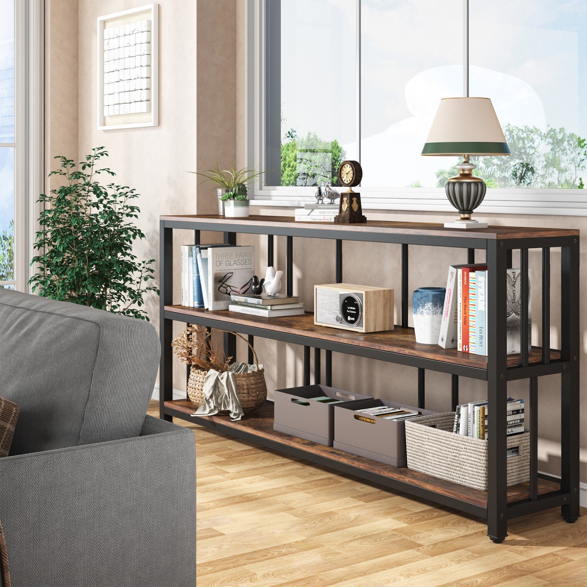 Console Table, 70.9? Sofa Table, 3 Tiers Narrow Long Sofa Table - Image 7