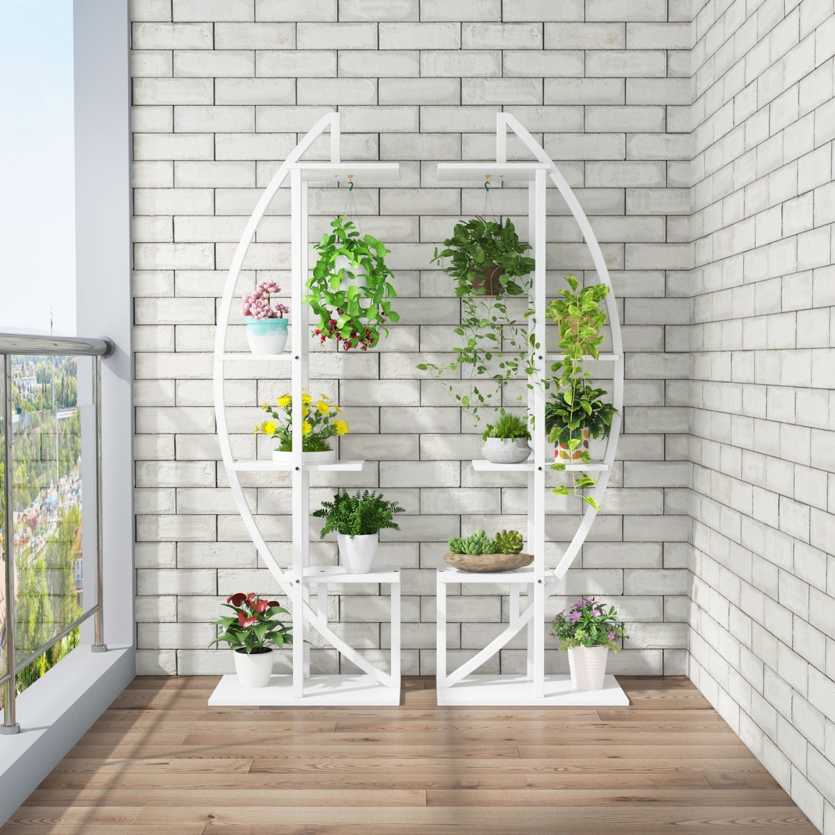 Plant Stand, 5-Tier Curved Flower Display Shelf Pack of 2 - Image 6