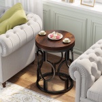 Round End Table, Industrial Side Table with Metal Hollow Frame - Image 4