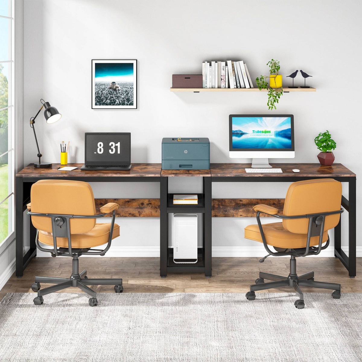 Two Person Desk, 78.8? Height Adjustable Computer Desk with Lift Top - Image 4