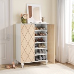 Shoe Cabinet, 2-Door Shoe Organizer Cabinets with Solid Wood Legs - Image 4