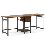 Two Person Desk, 78?? Double Computer Desk with Drawers - Image 2