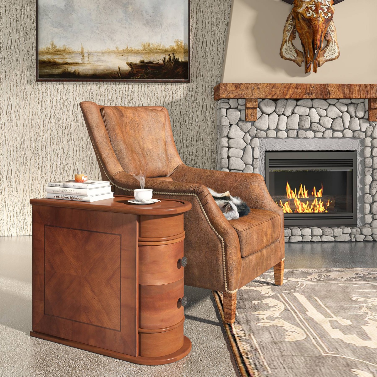 End Table, Sofa Bedside Narrow Accent Tables with 2 Drawers - Image 5