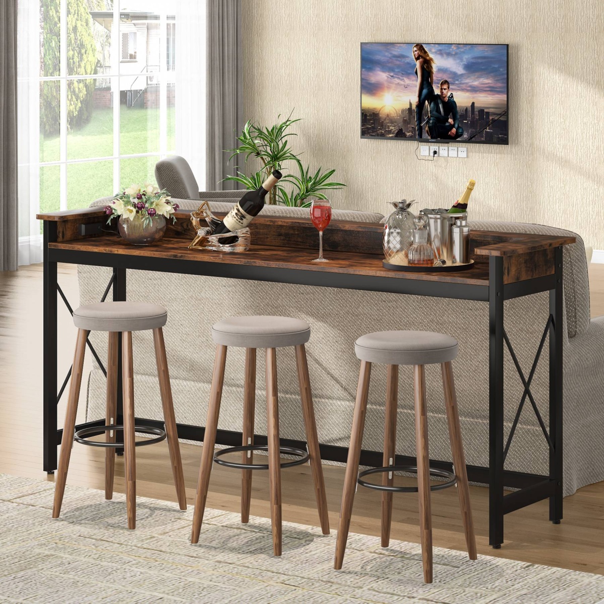 Console Table, 70.9? Sofa Table with Outlets and USB Ports - Image 4
