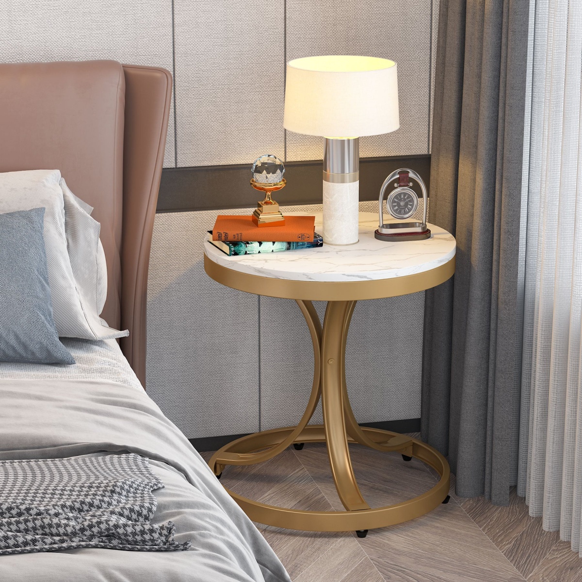 End Table, Modern Side Tables with White Faux Marble Top - Image 4