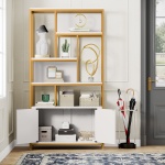 Bookshelf, 70.86? Etagere Bookcase with Storage Cabinet & Open Shelves - Image 5
