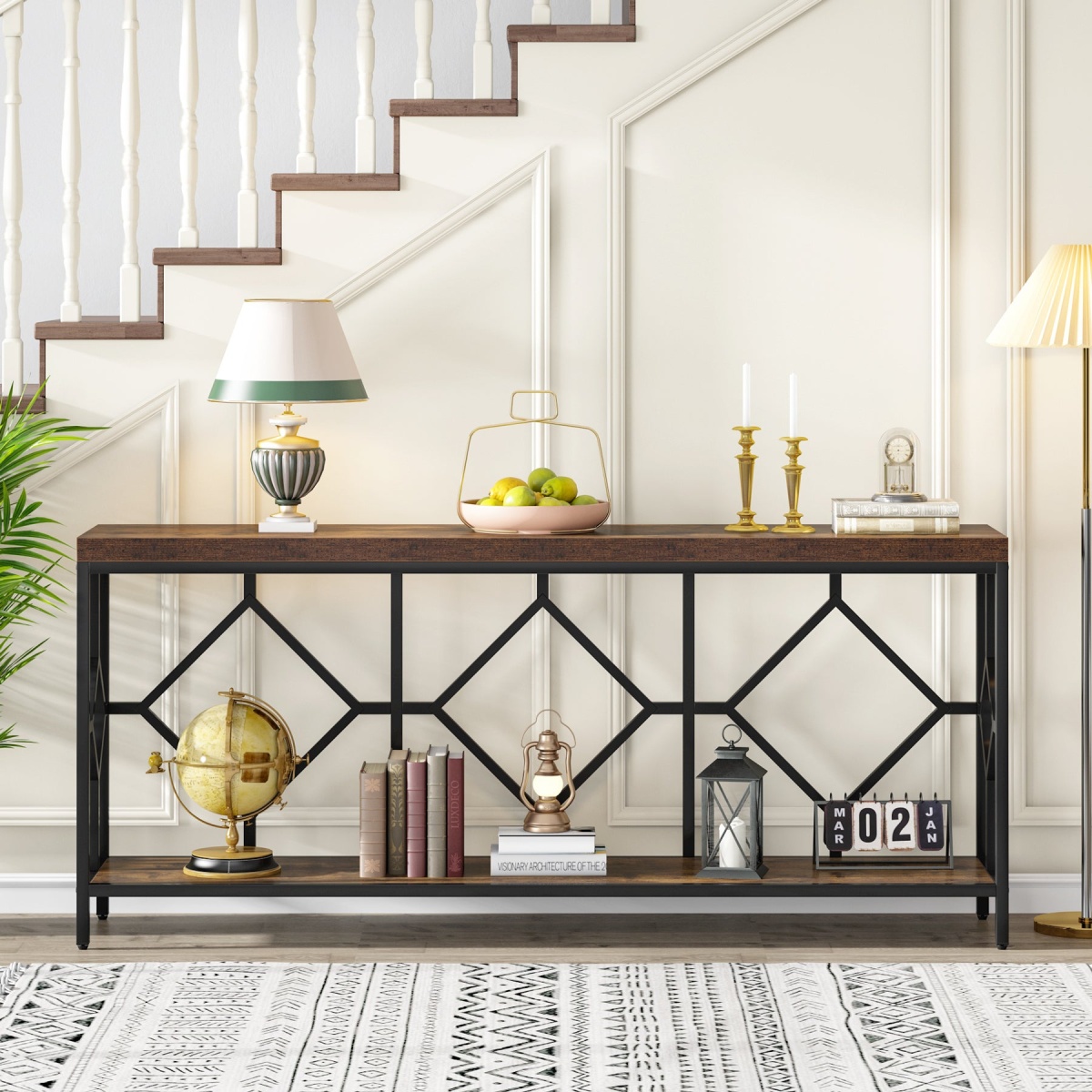 Console Table, 71? Extra Long Sofa Table with Open Storage Shelf - Image 6