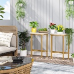 End Table, 20? Half Round Faux Marble Side Table - Image 8