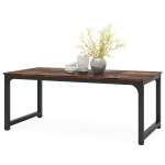 Dining Table, Industrial Kitchen Table with Metal Frame - Image 8