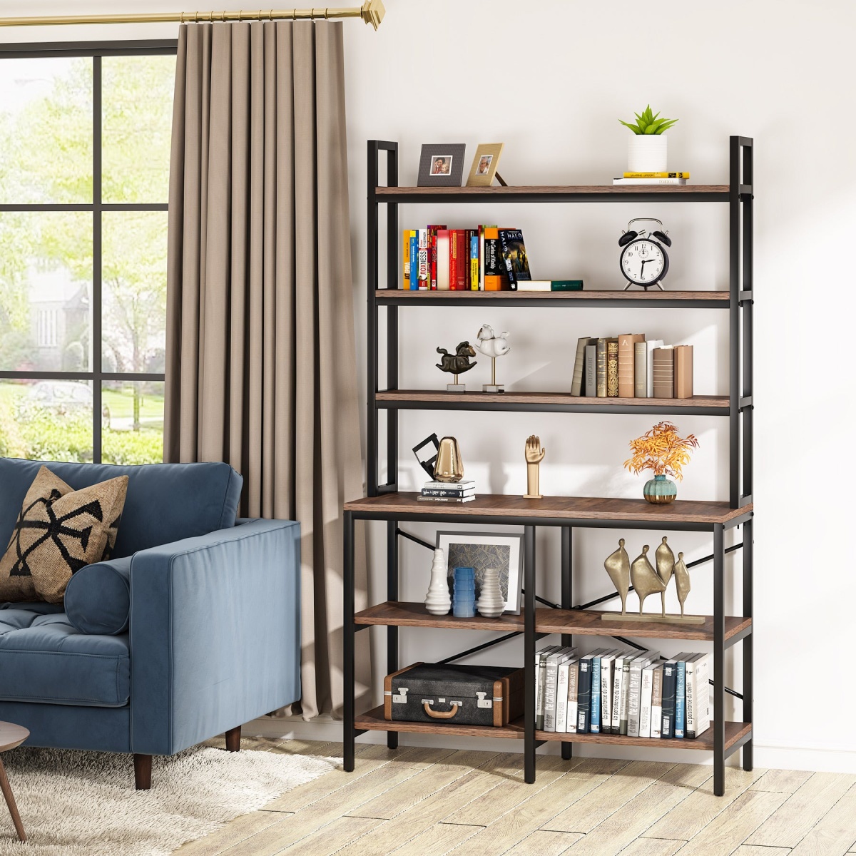 Bookshelf, 6-Tier Standing Etagere Bookcase Storage Rack - Image 9