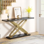Console Table, 55? Modern Faux Marble Sofa Entryway Table - Image 9