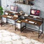 Two Person Desk, 93? Double Computer Desk With USB Ports & Power Outlet - Image 4