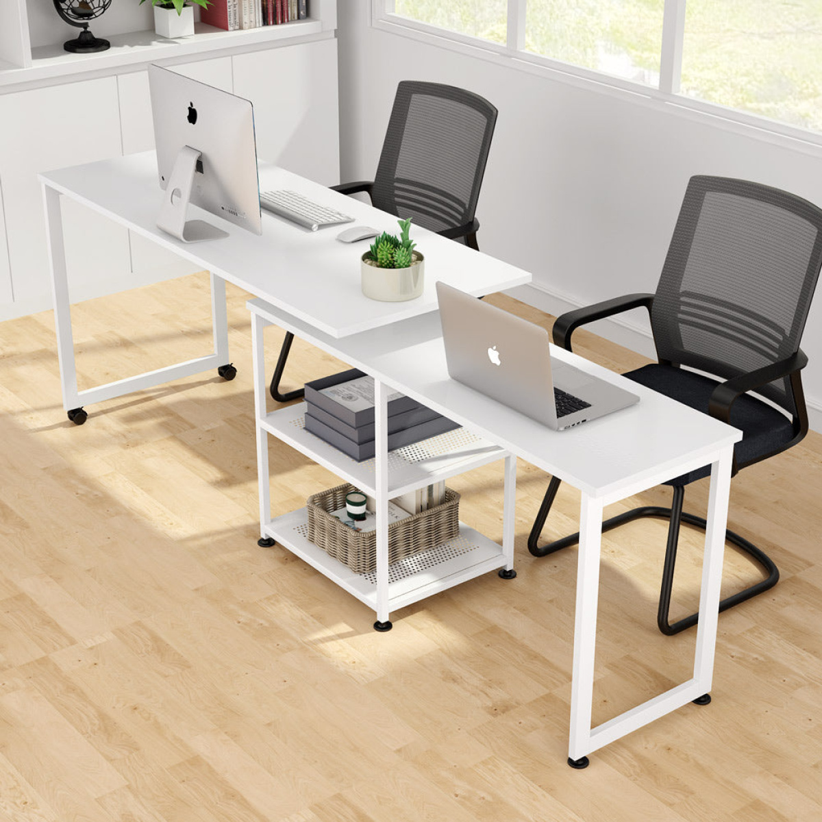 Rotating Desk, 360? Rotating Reversible L-Shaped Corner Desk - Image 5