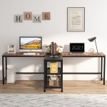 Two Person Desk, 94.5? Double Computer Desk with Shelves - Image 5