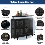 Bar Unit, 3 Tier Liquor Home Bar Table with Stemware Racks - Image 7