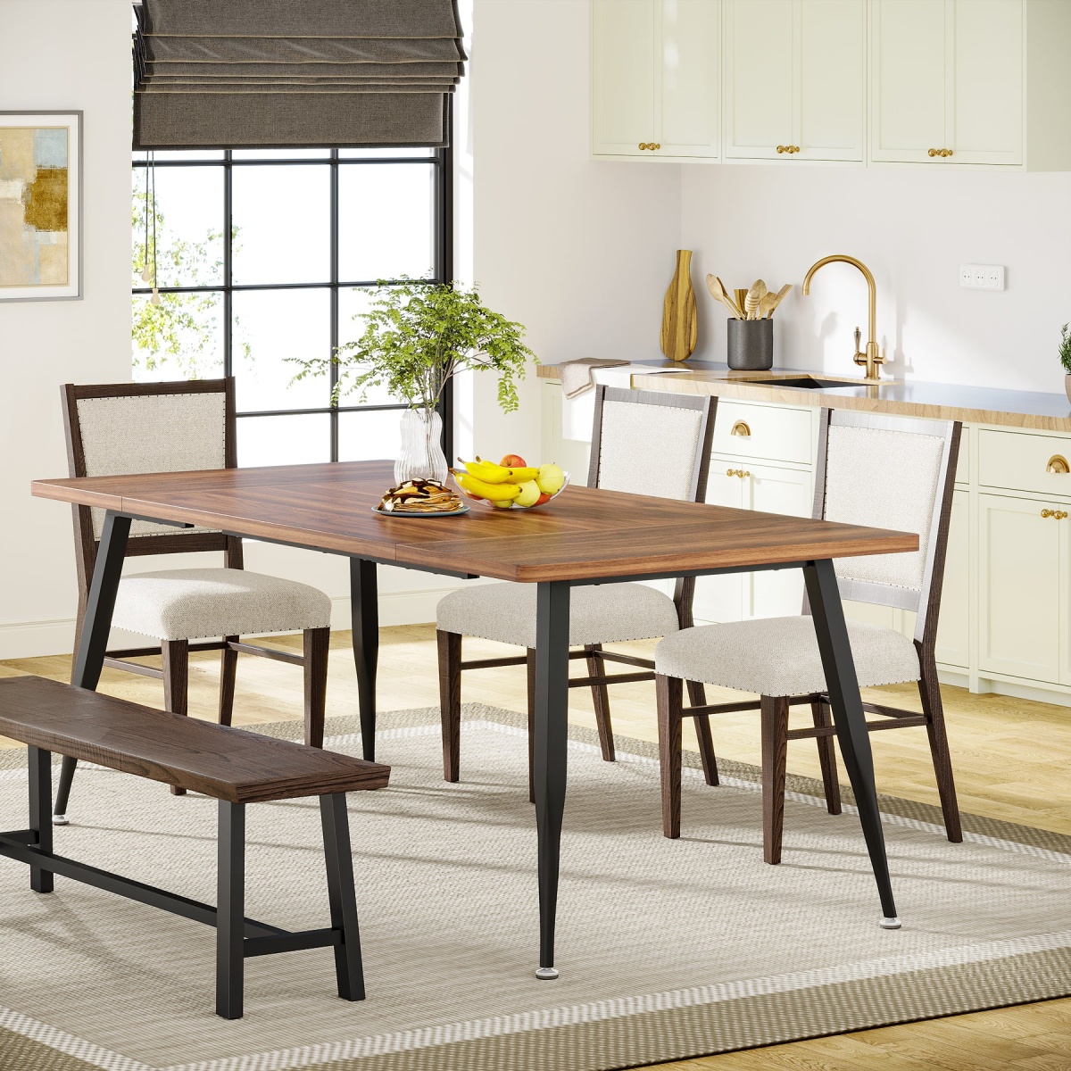 Dining Table, 70.9? Kitchen Dinner Table for 6 to 8 People - Image 4