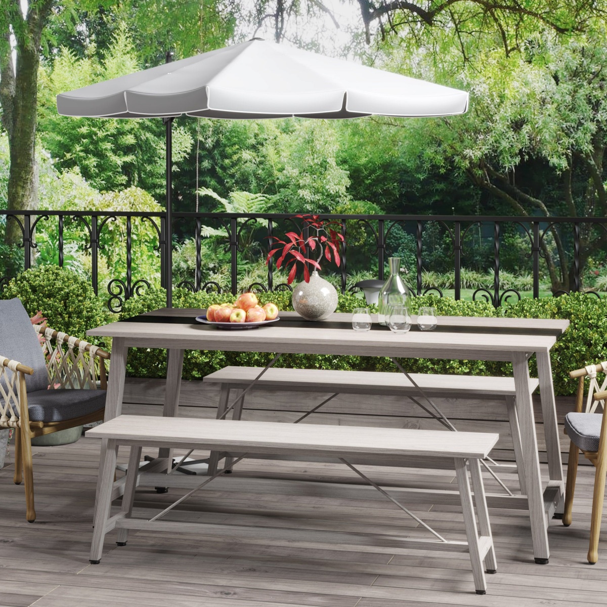 Dining Table Set, 55? Kitchen Table Set with 2 Benches - Image 4