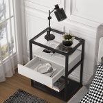 Nightstand, Modern Side End Table with Drawer and Shelf - Image 6